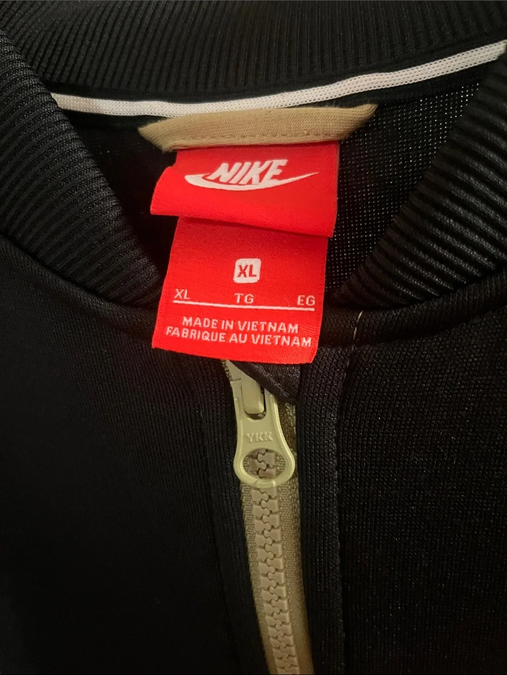 Nike Colorblock Zip-Front Jumpsuit in Olive, Black & Cream